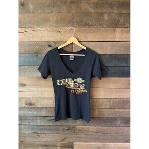 Vintage Harley Davidson St. Thomas USVI Black V Neck Graphic Tee